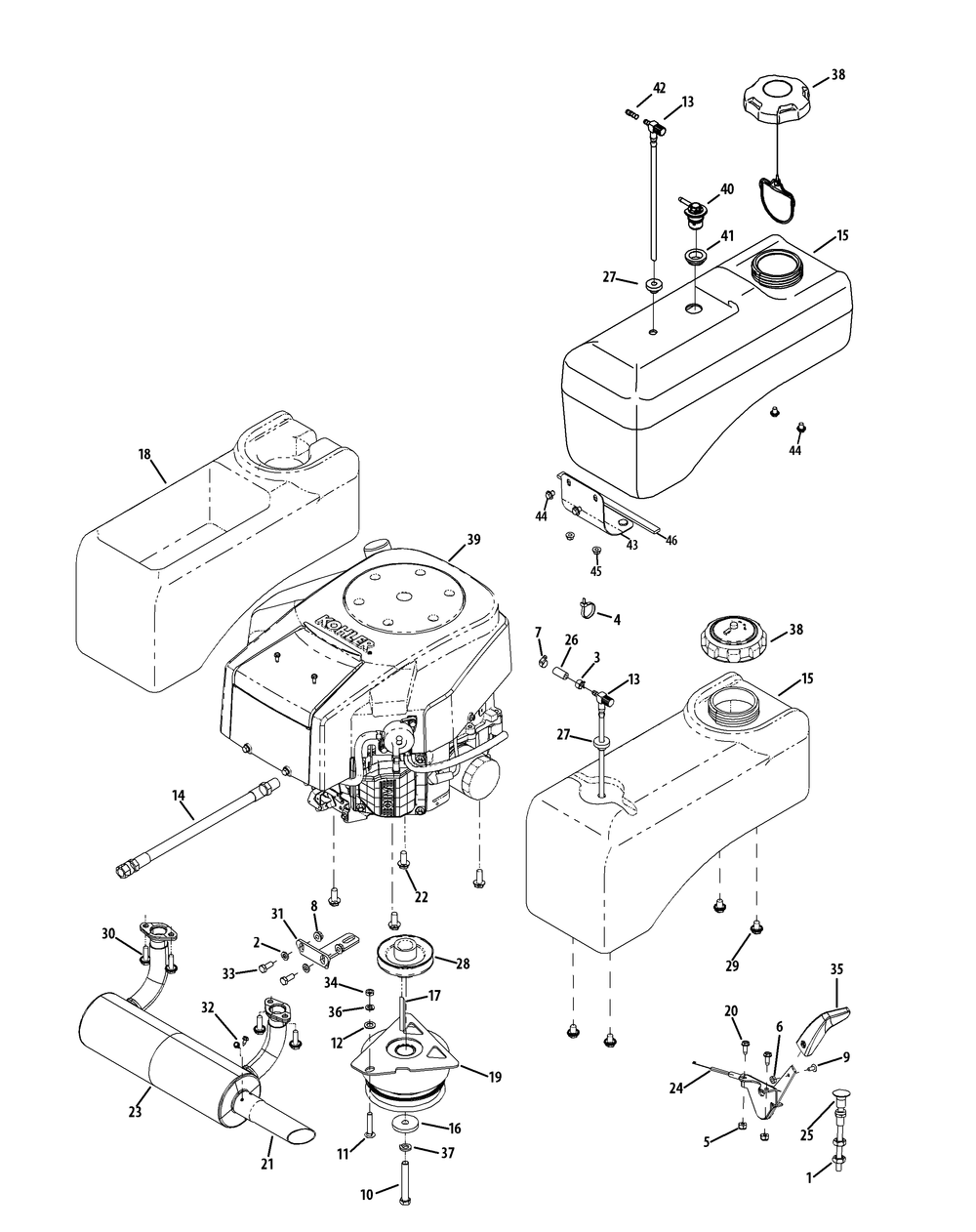 Engine Accessories Diagram and Parts List for Z-FORCE48 (17BF3AGV-17BF3AGV010)(2011) Cub Cadet Lawn Tractor